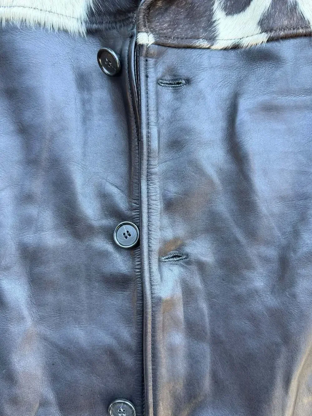 M. Julian Wilsons Leather Men's Genuine Leather Jacket with Cowhide Fur Yoke